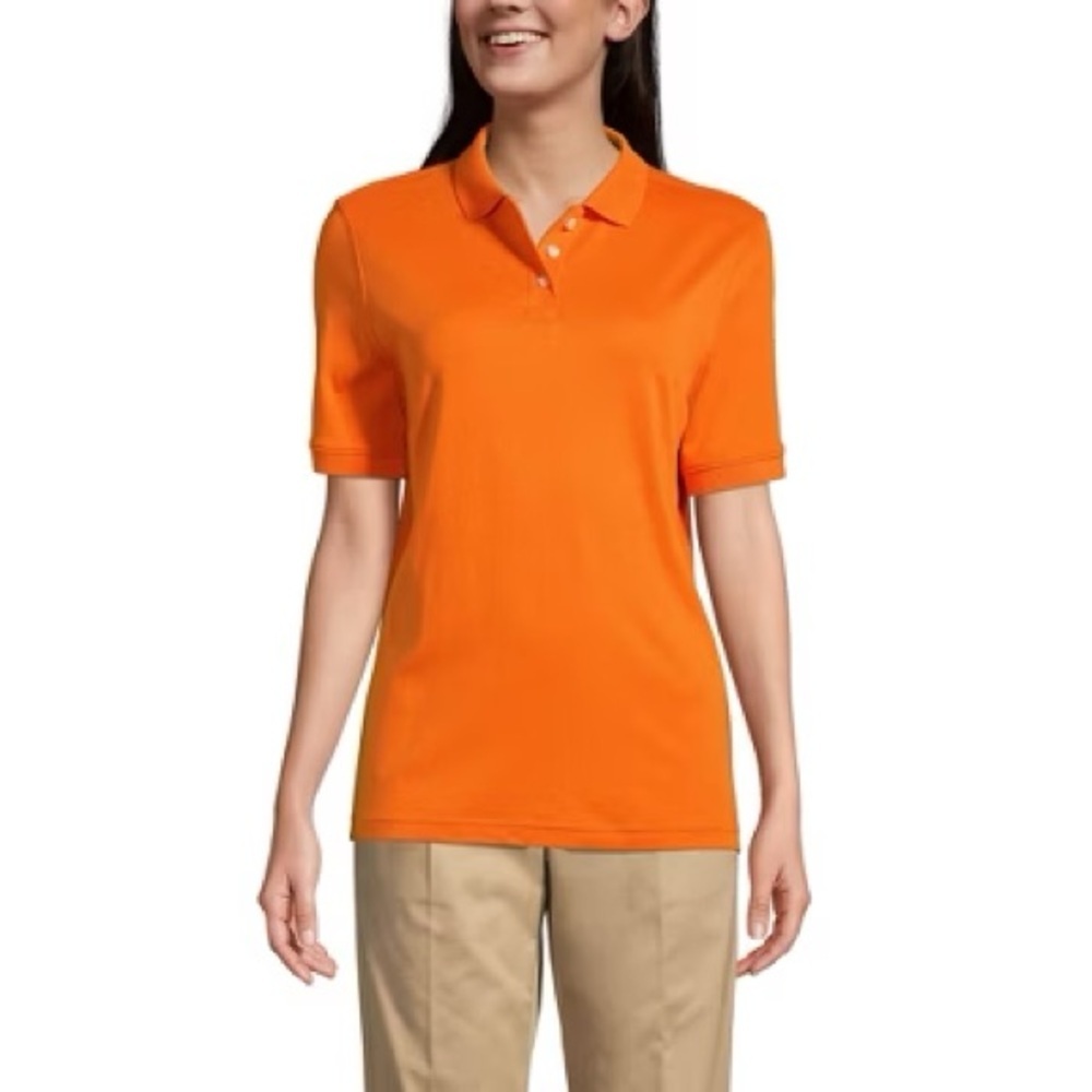 Land’s End Orange Polo Shirt Top Women’s Size XL/P (18) Preppy F7
